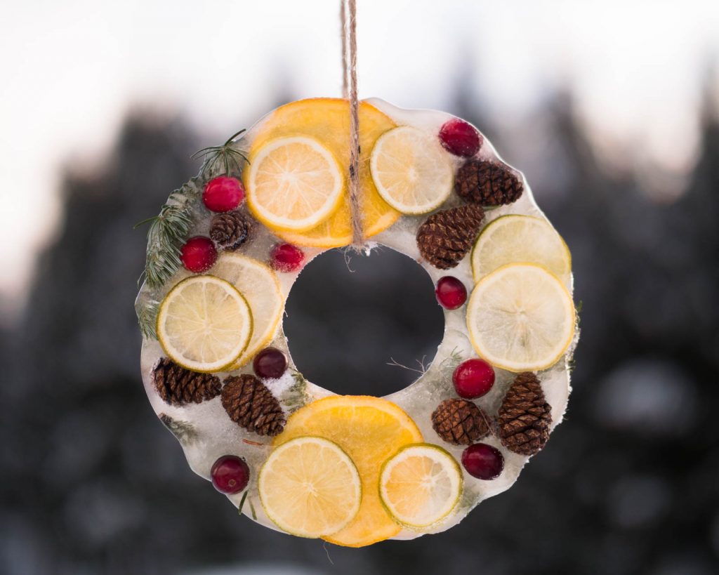 How to Make a Nature Ice Wreath by Backwoods Mama