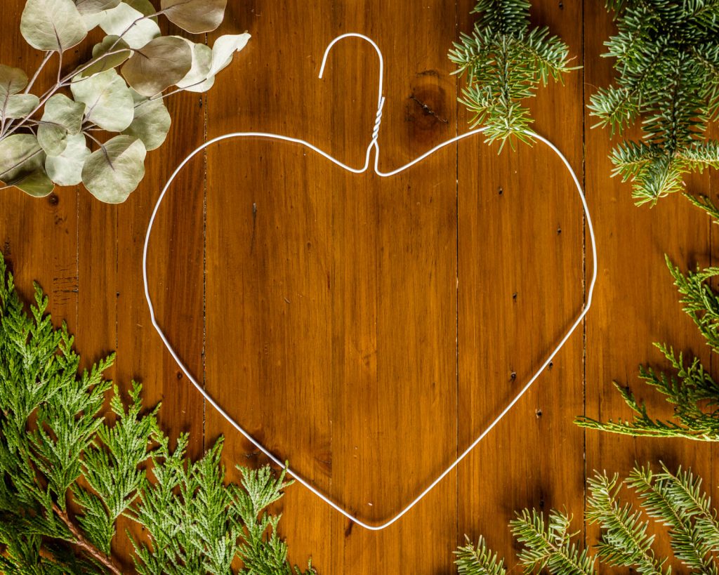 How to Make a Heart Wreath with a Wire Hanger and Foraged Materials by Backwoods Mama