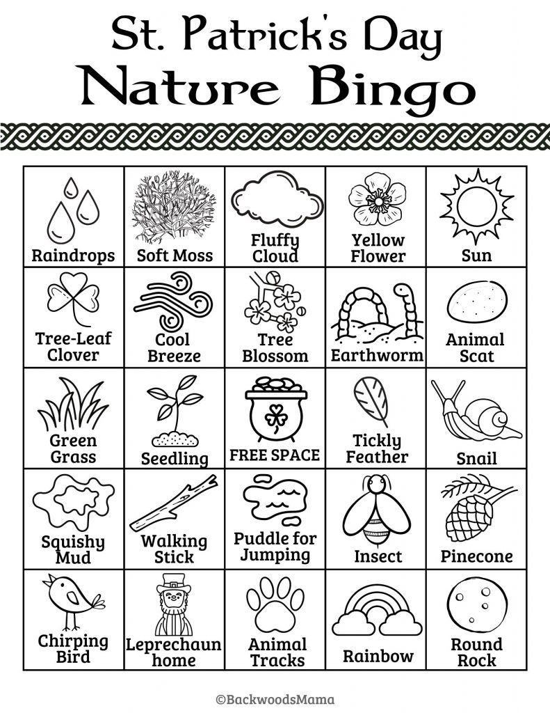 St. Patrick's Day Nature Scavenger Hunt and Nature Bingo (+ Free Printables) by Backwoods Mama