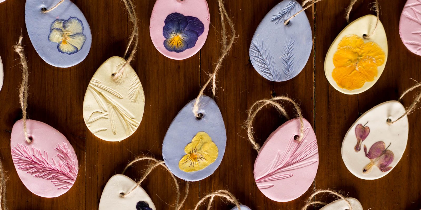 Nature Printed Air-Dry Clay Easter Eggs by Backwoods Mama