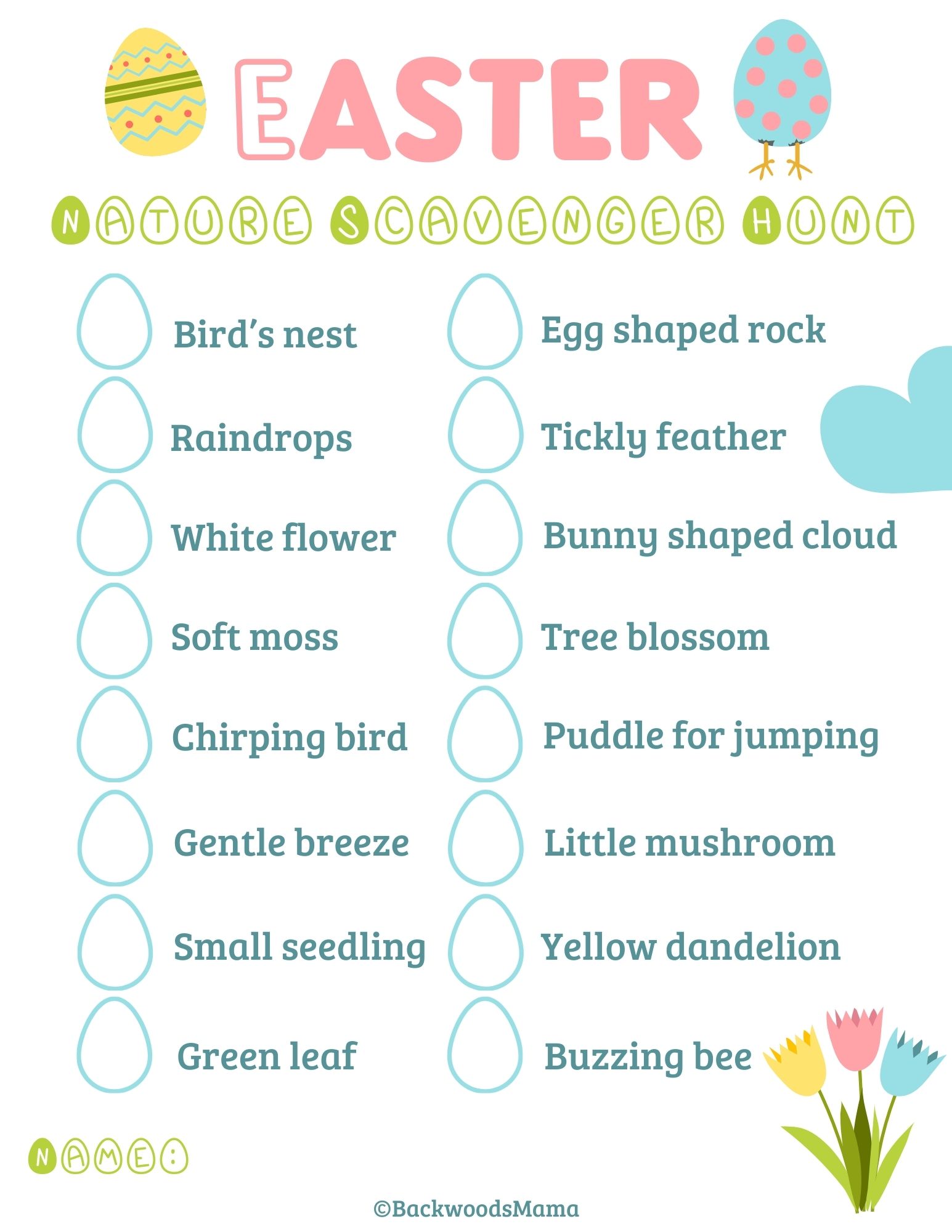 Easter Nature Scavenger Hunt Printable