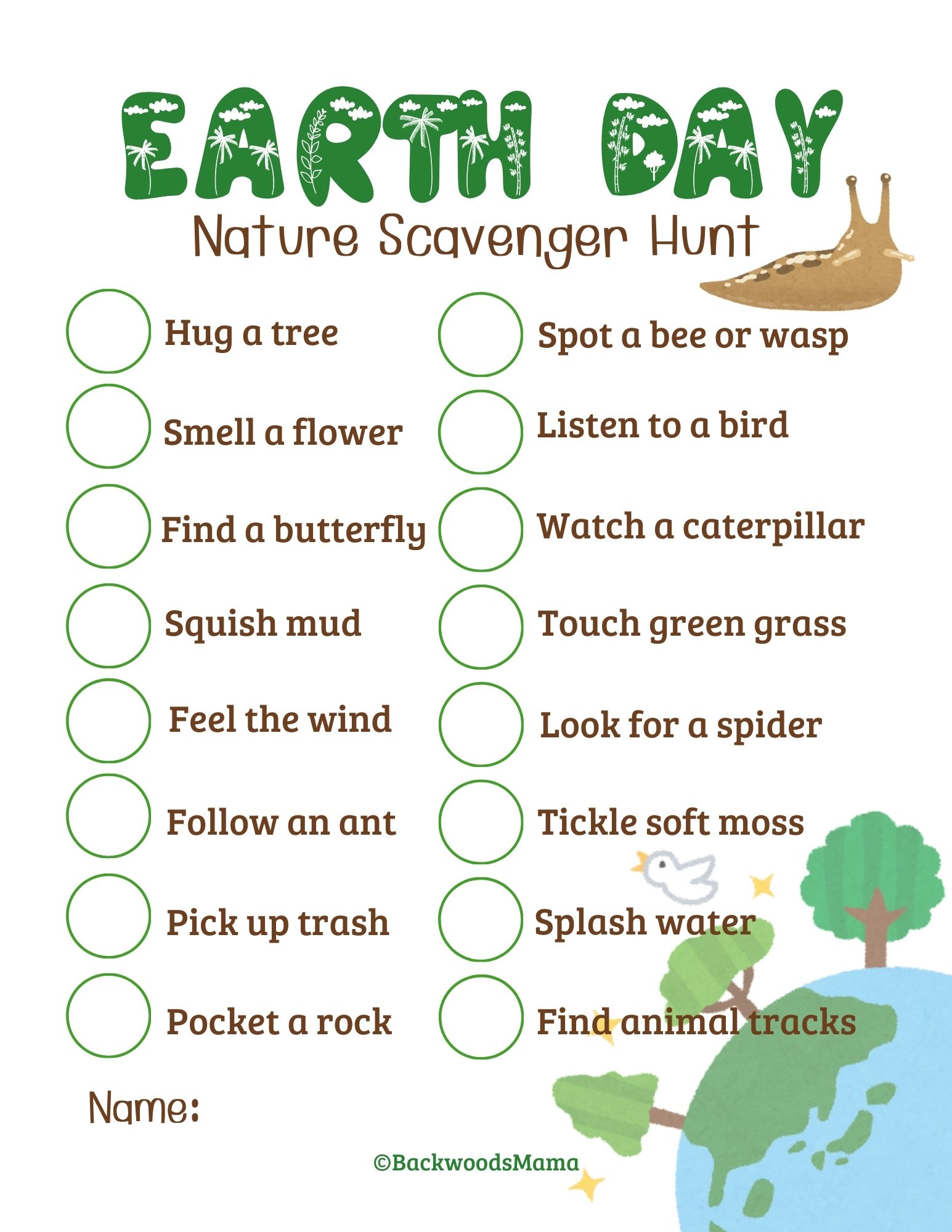 Earth Day Nature Scavenger Hunt Printables